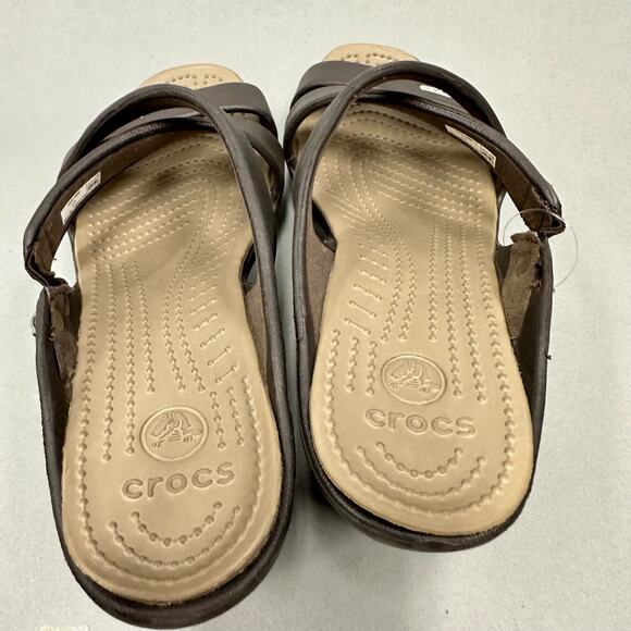 CROCS Cyprus IV Heel Brown Mushroom Brown Sandals Rubber Jelly Womens Size 10 - Picture 7 of 14